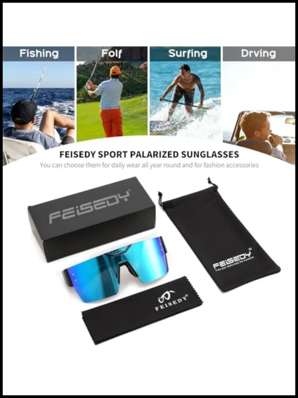 Big Oversized Square Frame UV400 Mirrored Sunglasses for Cycling Driving